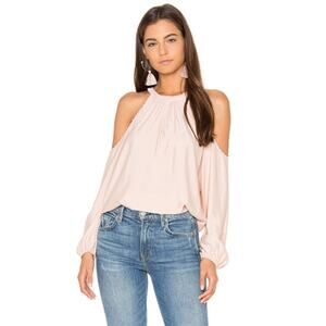 Ramy Brook Jackson Studded Cold Shoulder Long Sleeve Top Blouse Blush Pink Small